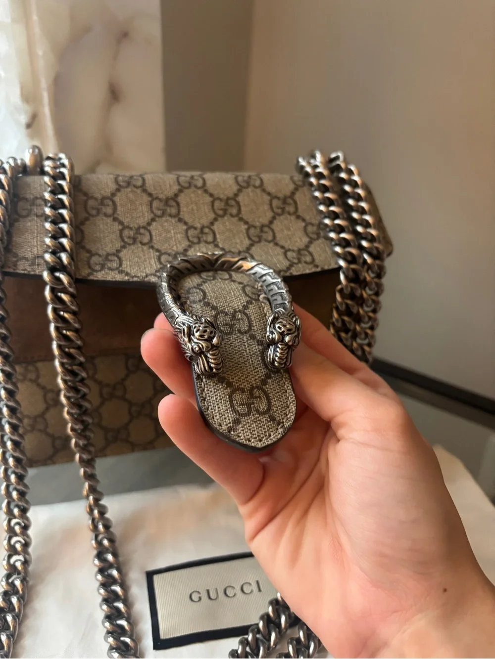 Gucci GG Supreme Mini Dionysus in Beige - Authentic